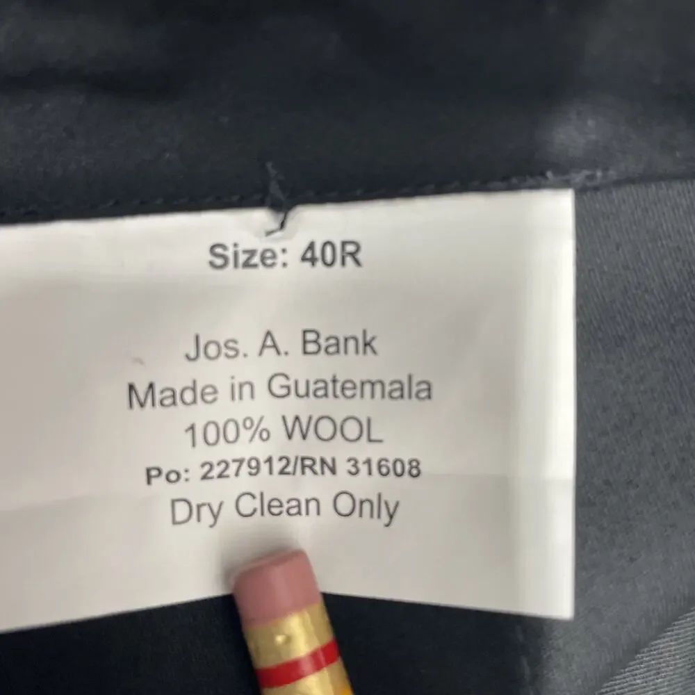 Jos A Bank Travelers Separates Men’s 40W Wool Dark Gray Dress Pants Flat Front